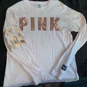 VS PINK Long Sleeved Sequin Tee